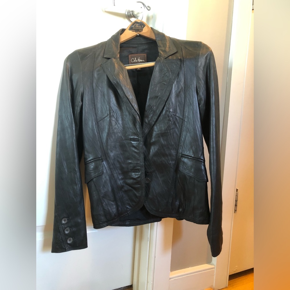 Cole Haan Lambskin Leather Jacket - Black Size XS
